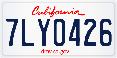 CA license plate 7LYO426
