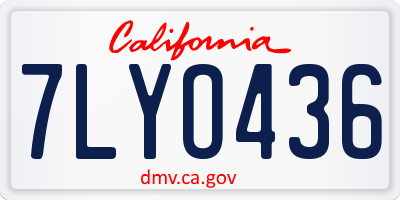 CA license plate 7LYO436