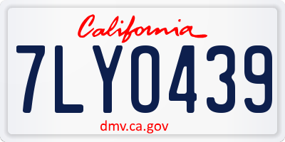 CA license plate 7LYO439