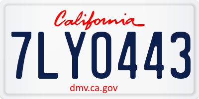 CA license plate 7LYO443