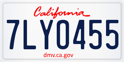 CA license plate 7LYO455