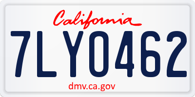 CA license plate 7LYO462