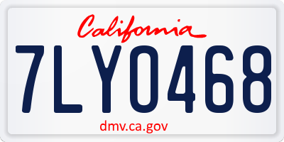 CA license plate 7LYO468