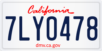 CA license plate 7LYO478