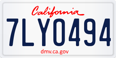 CA license plate 7LYO494