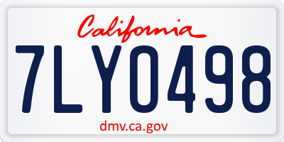 CA license plate 7LYO498