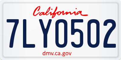 CA license plate 7LYO502