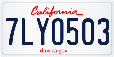 CA license plate 7LYO503