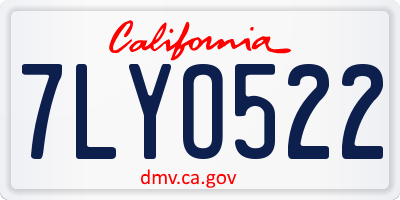 CA license plate 7LYO522