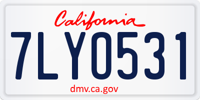 CA license plate 7LYO531