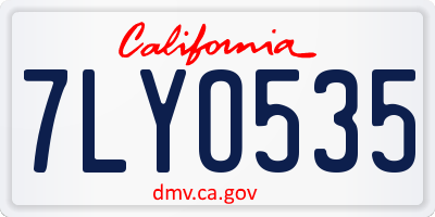 CA license plate 7LYO535