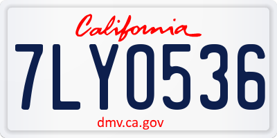 CA license plate 7LYO536