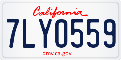 CA license plate 7LYO559