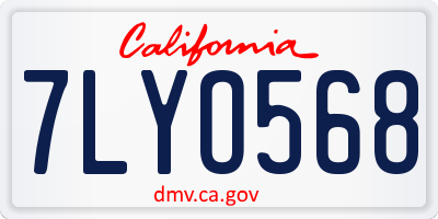 CA license plate 7LYO568