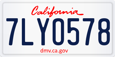 CA license plate 7LYO578