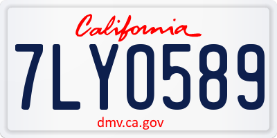 CA license plate 7LYO589