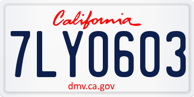 CA license plate 7LYO603