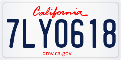 CA license plate 7LYO618