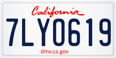 CA license plate 7LYO619