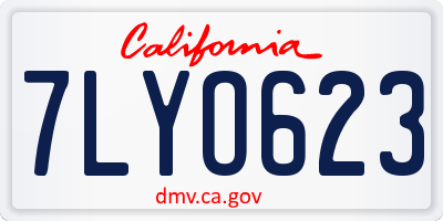CA license plate 7LYO623