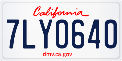 CA license plate 7LYO640