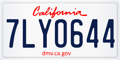 CA license plate 7LYO644