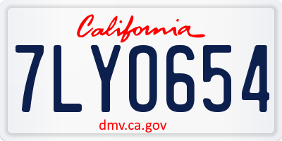 CA license plate 7LYO654