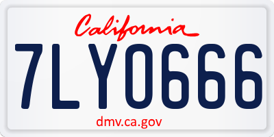 CA license plate 7LYO666