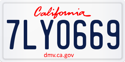 CA license plate 7LYO669