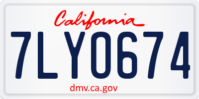 CA license plate 7LYO674