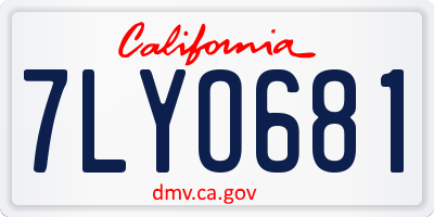 CA license plate 7LYO681