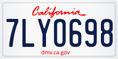 CA license plate 7LYO698
