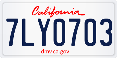 CA license plate 7LYO703
