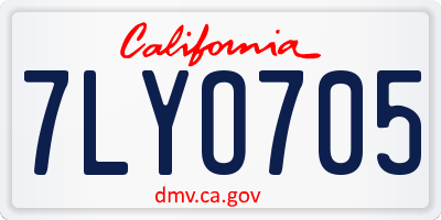 CA license plate 7LYO705
