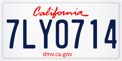 CA license plate 7LYO714