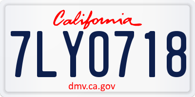 CA license plate 7LYO718