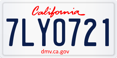 CA license plate 7LYO721
