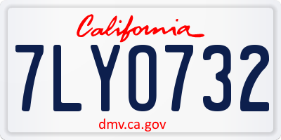 CA license plate 7LYO732