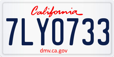 CA license plate 7LYO733