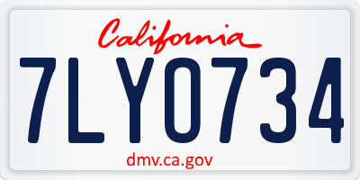 CA license plate 7LYO734