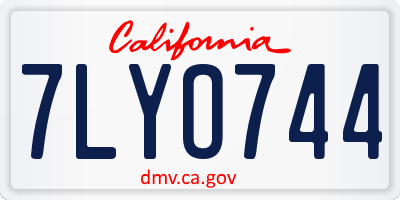 CA license plate 7LYO744