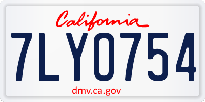 CA license plate 7LYO754