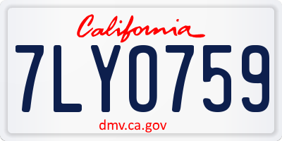 CA license plate 7LYO759