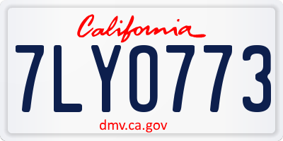 CA license plate 7LYO773