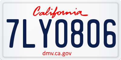 CA license plate 7LYO806