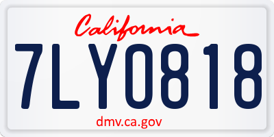 CA license plate 7LYO818