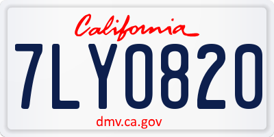 CA license plate 7LYO820