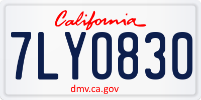 CA license plate 7LYO830