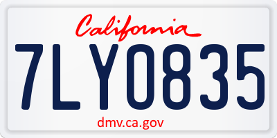 CA license plate 7LYO835