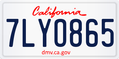 CA license plate 7LYO865